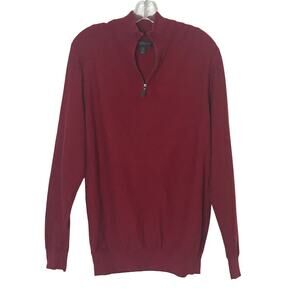 Lachlan British Inspired Long Sleeve Half Zip Cotton Sweater Red Large